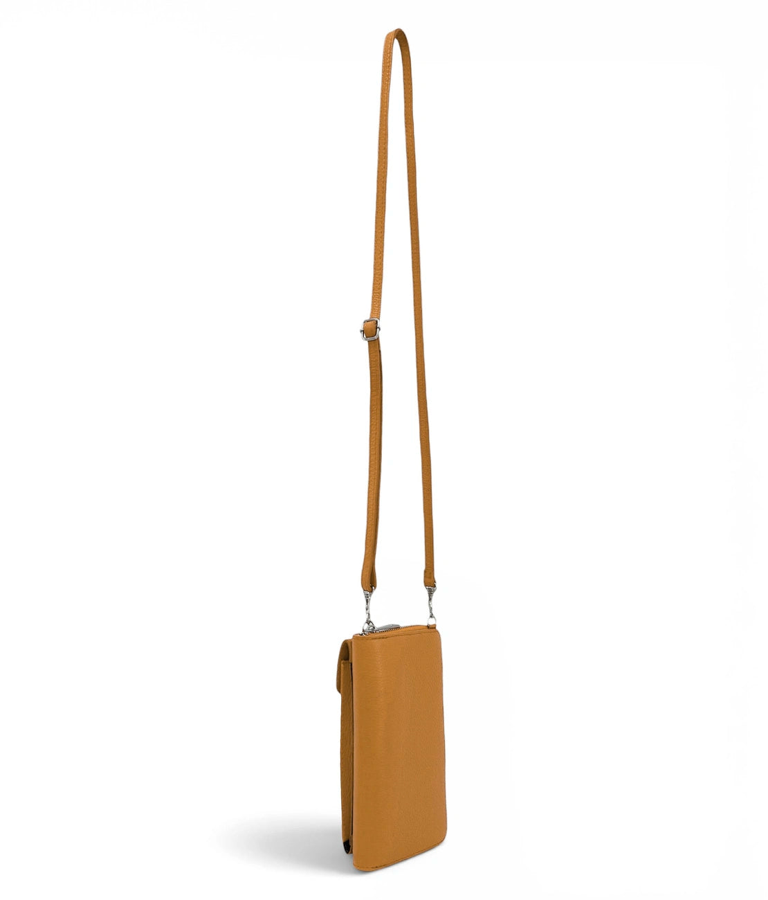 Mini-Clutch aus genarbtem Leder STREET Camelbraun