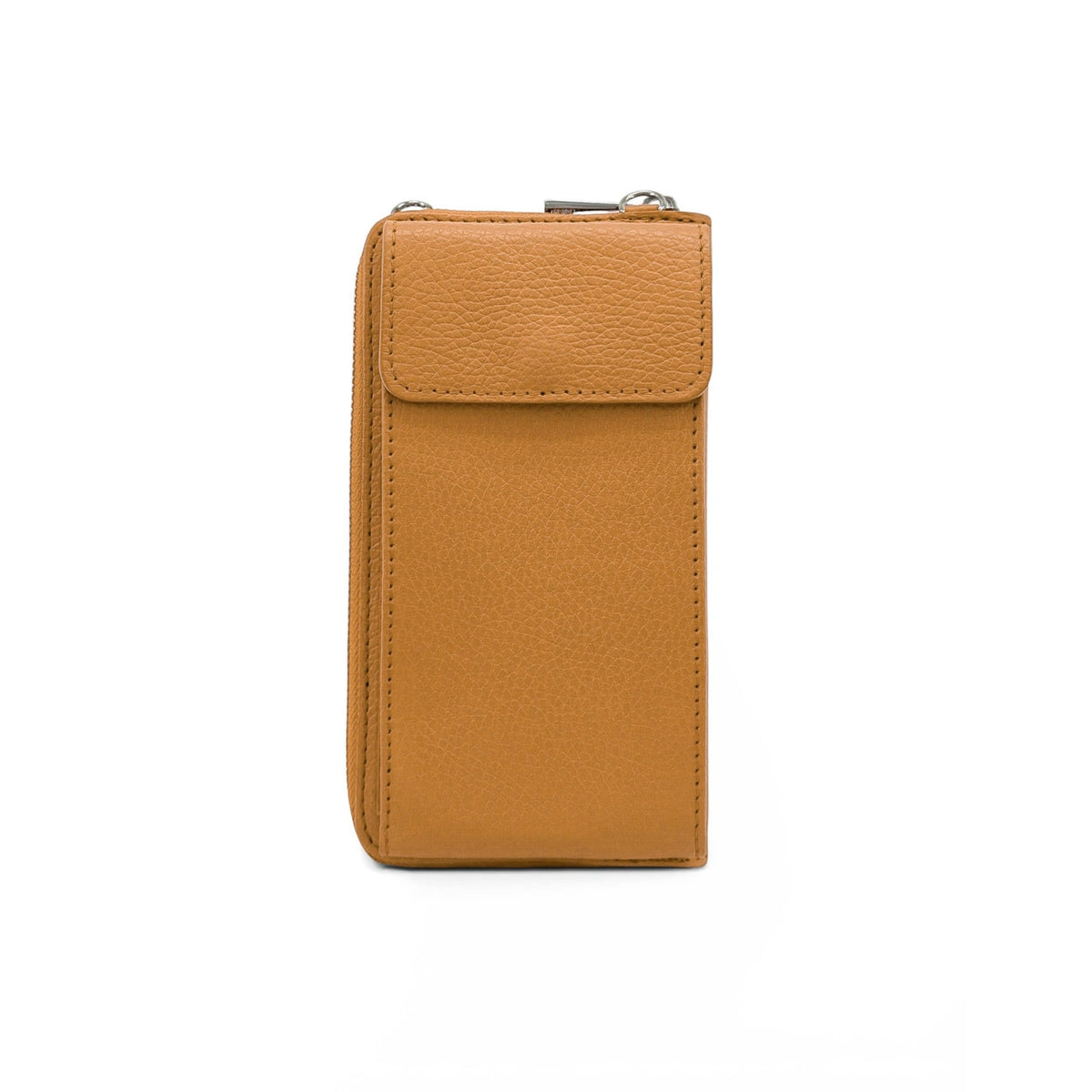 Mini-Clutch aus genarbtem Leder STREET Camelbraun