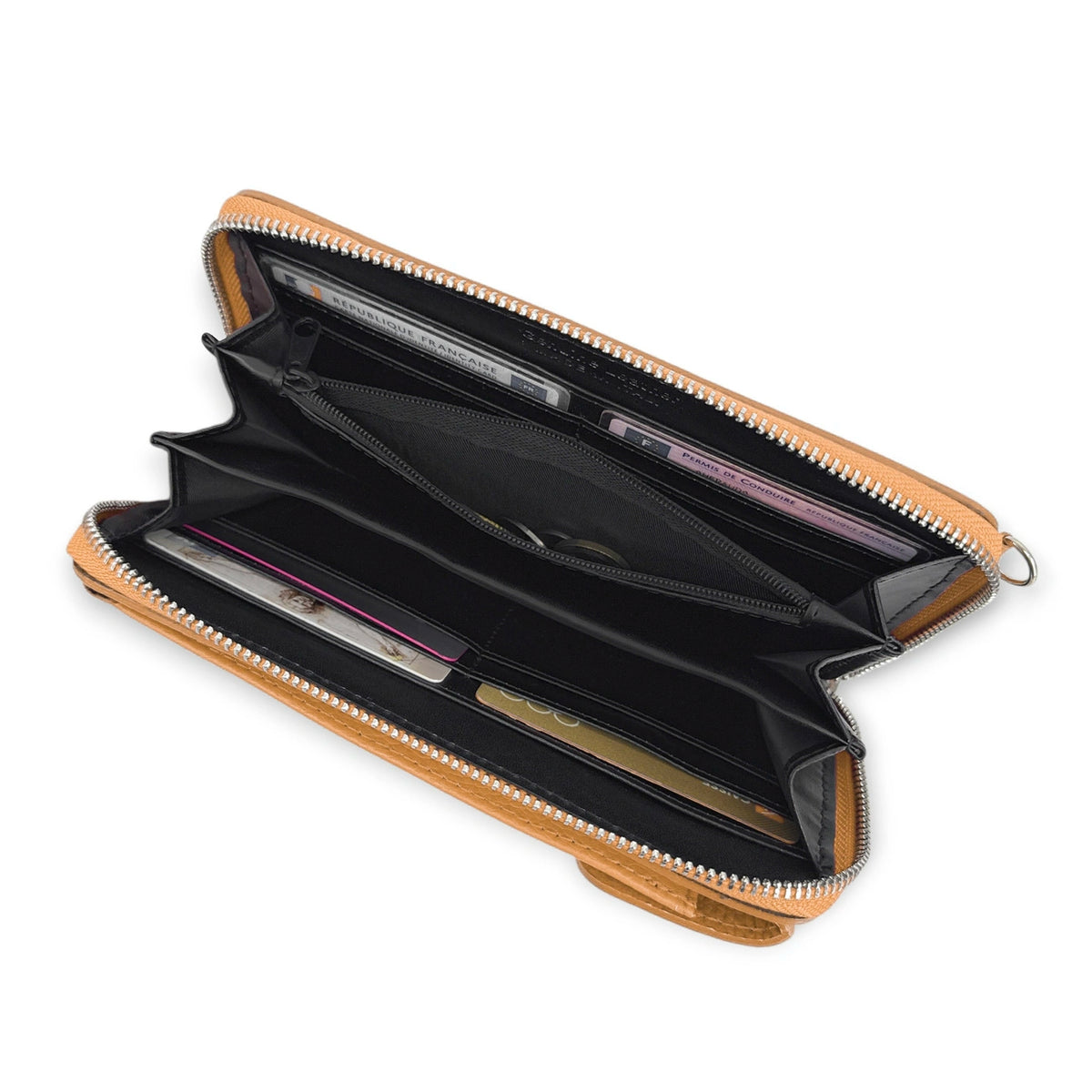 Mini-Clutch aus genarbtem Leder STREET Camelbraun