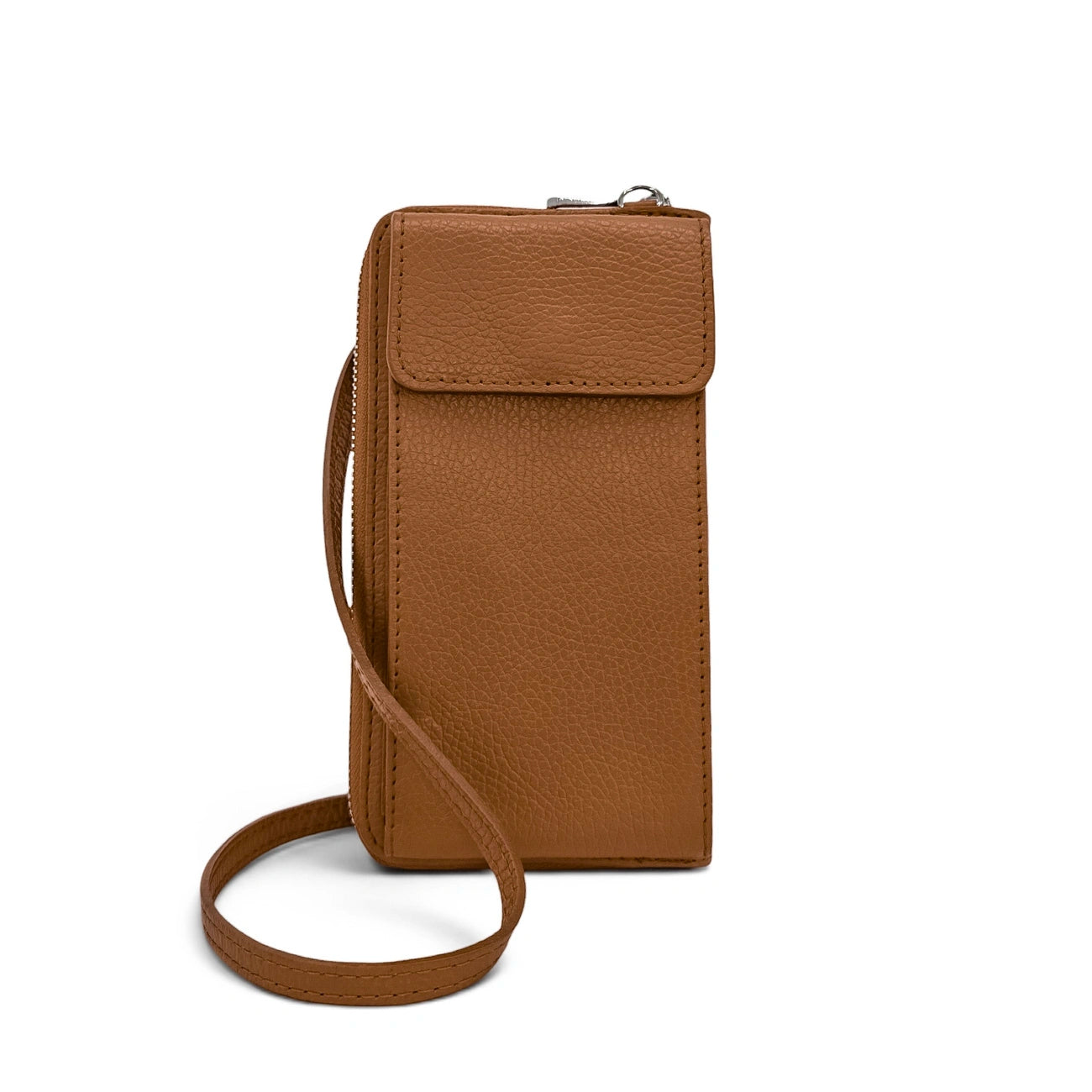 Mini-Sac tasca di pelle a grana STREET Cammello scuro
