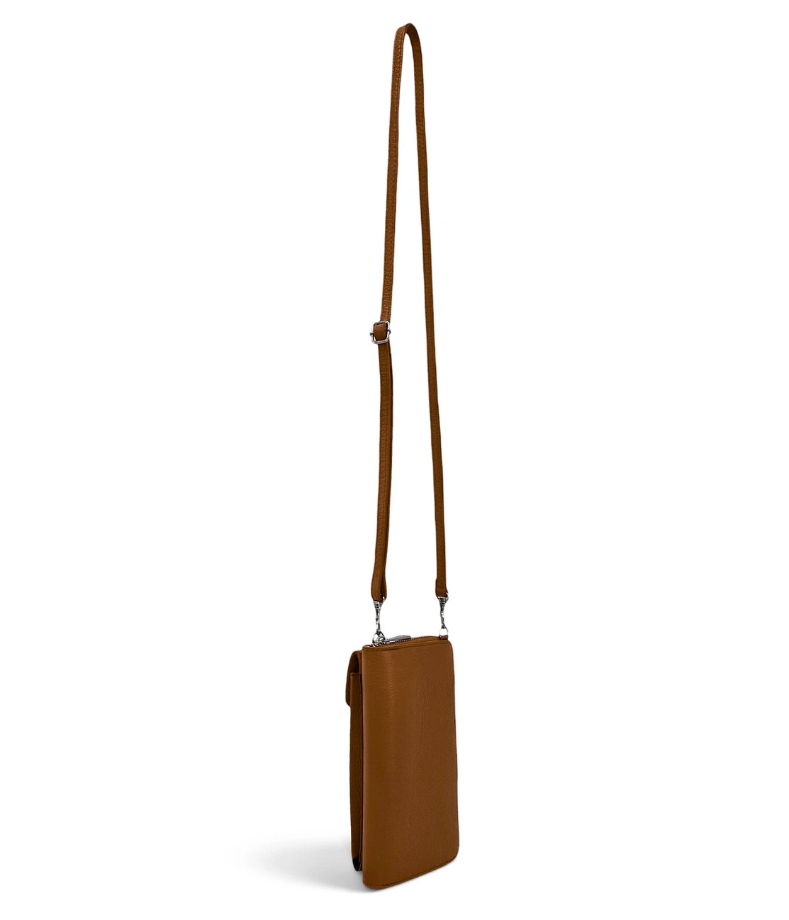 Mini-Clutch-Tasche aus genarbtem Leder STREET Dunkelcamelbraun