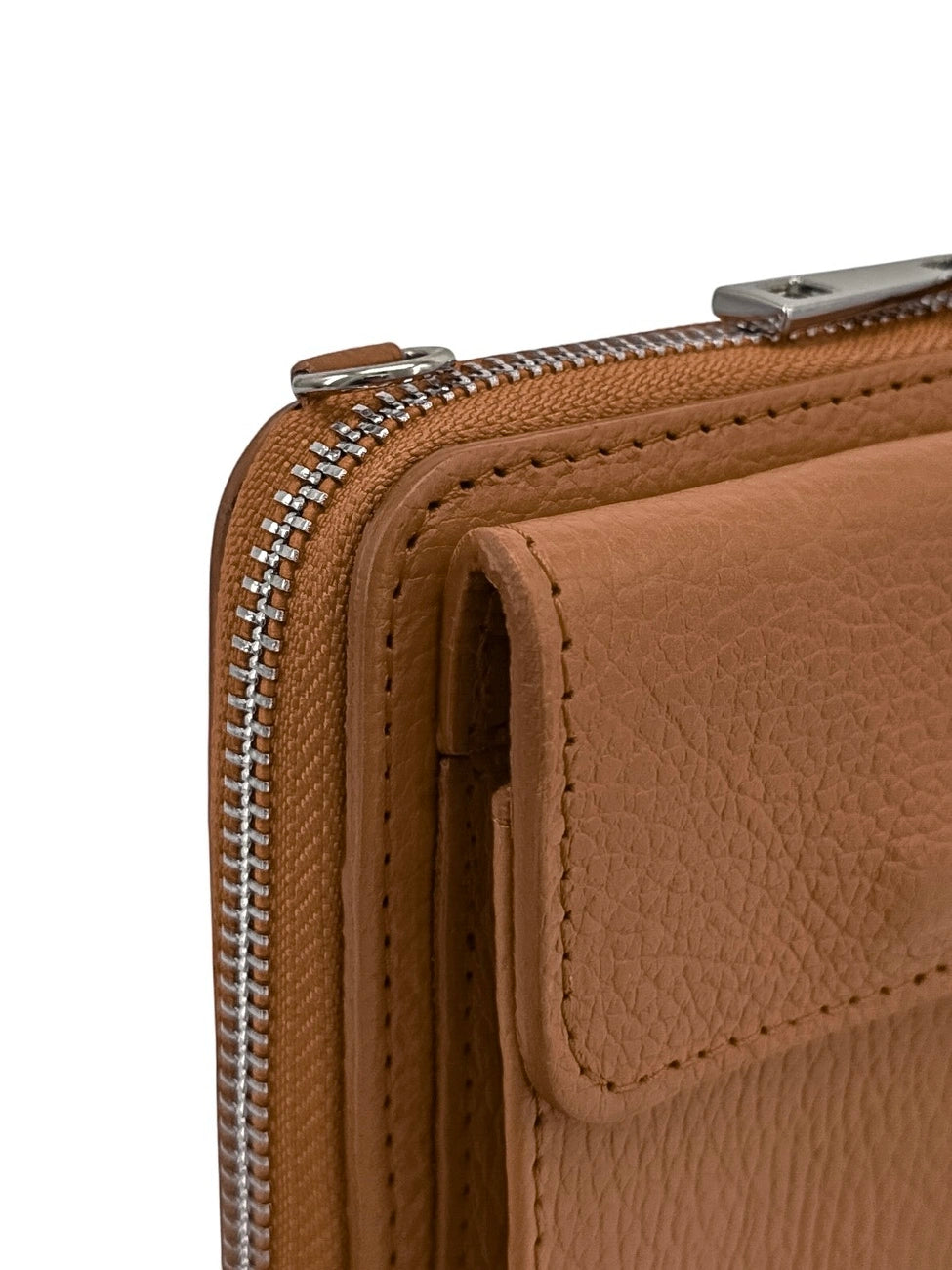 Mini-Clutch-Tasche aus genarbtem Leder STREET Dunkelcamelbraun