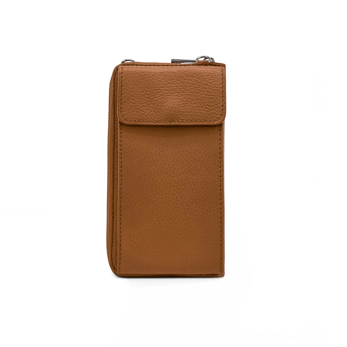 Mini-Clutch-Tasche aus genarbtem Leder STREET Dunkelcamelbraun