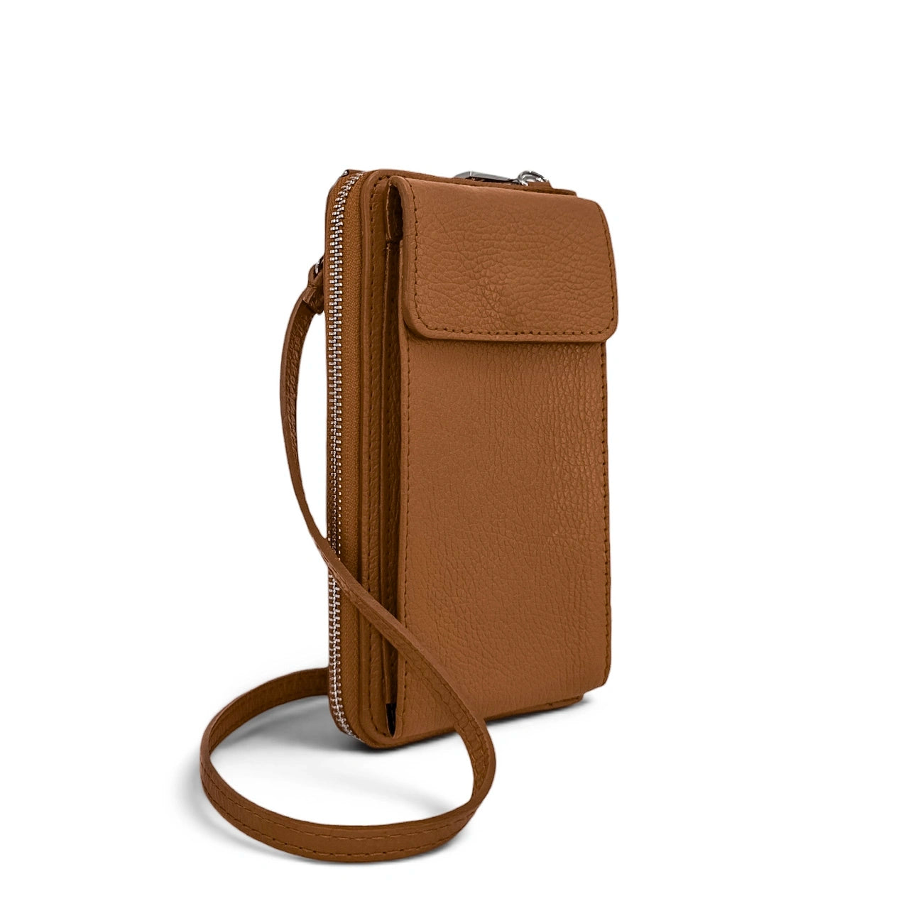 Mini-Sac tasca di pelle a grana STREET Cammello scuro