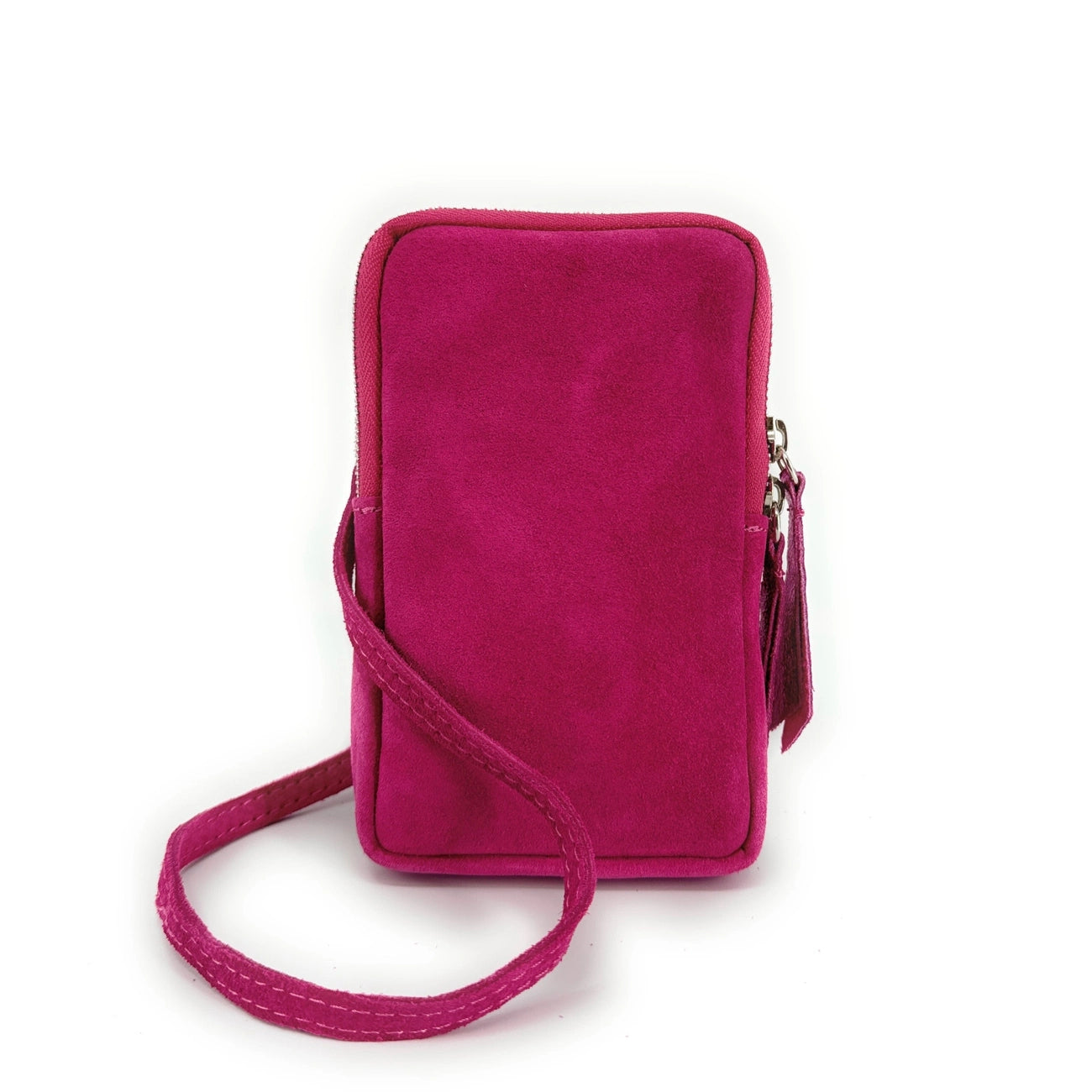 Suede strap pocket LOUVRE Rose fuchsia