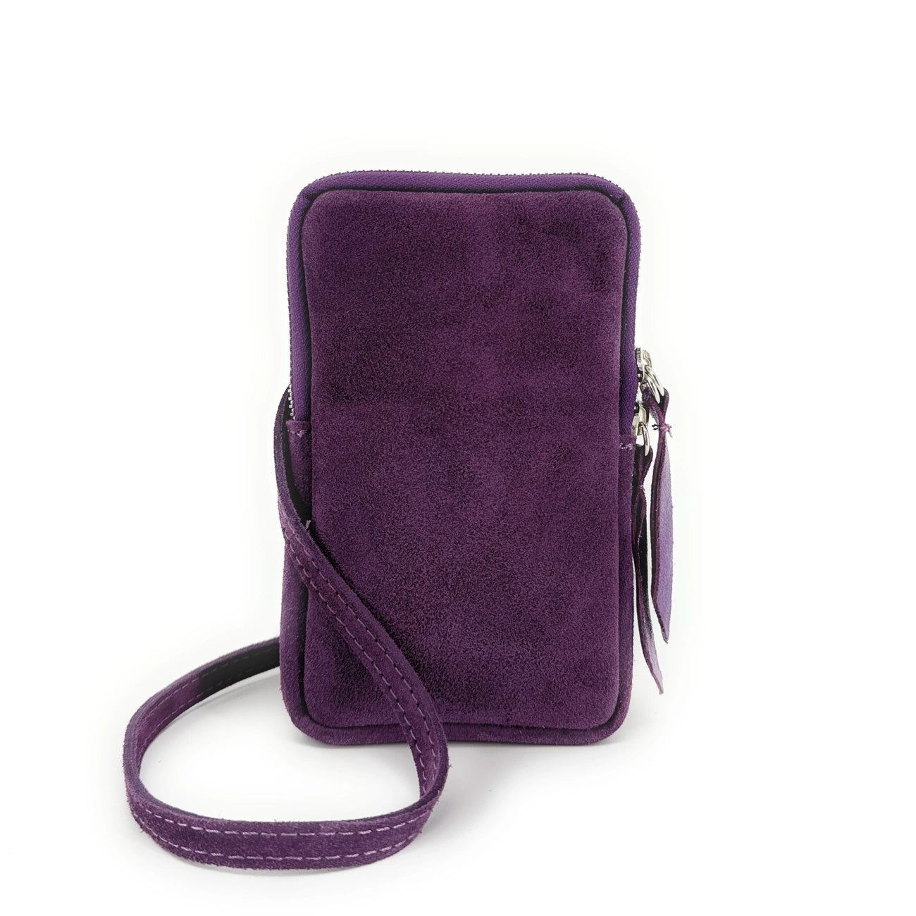 Pochette bandoulière en daim LOUVRE Violet
