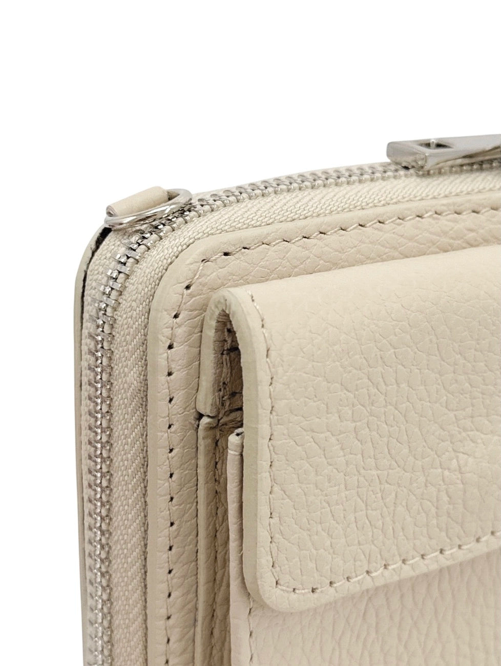 Mini borsa pochette in pelle martellata STREET Beige crema