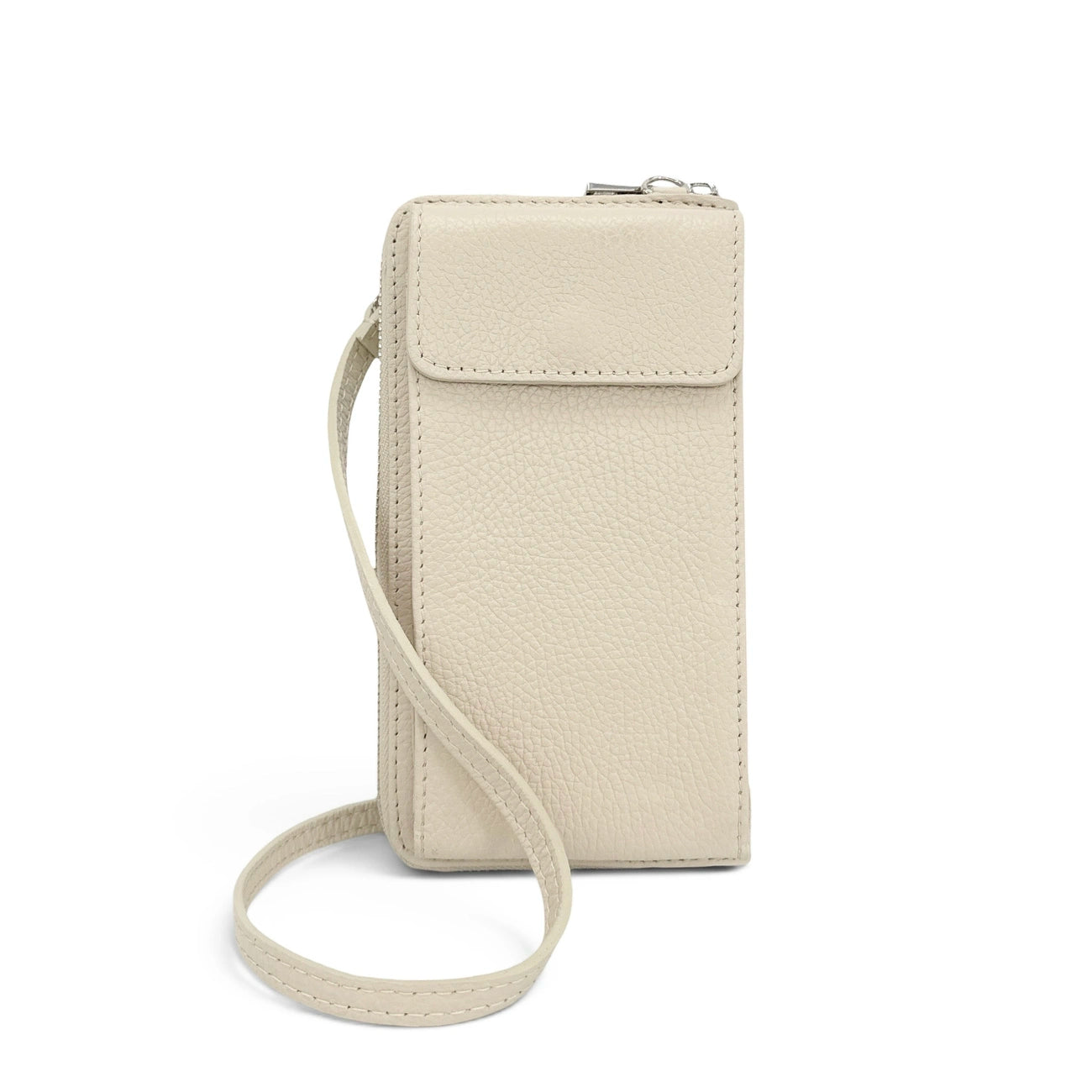 Mini-sac pochette en cuir grainé STREET Beige crème