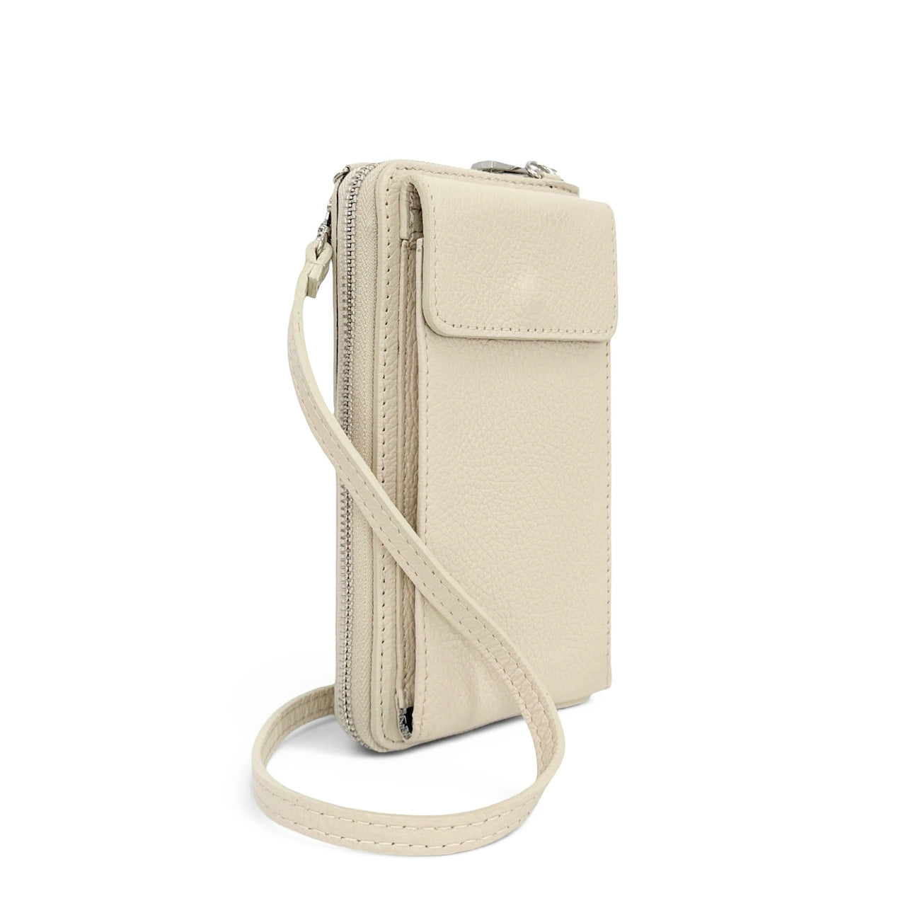 Mini-sac pochette en cuir grainé STREET Beige crème