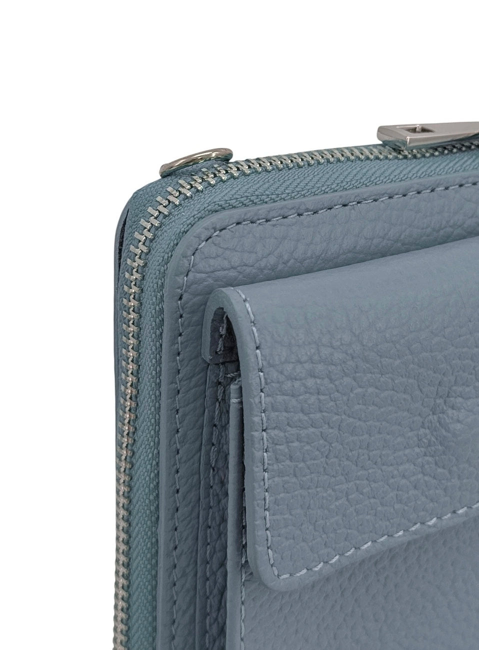 Minibolso clutch de piel granulada STREET Azul pastel