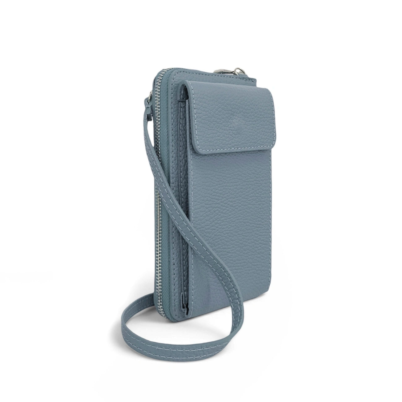 Mini-sac pochette en cuir grainé STREET Bleu pastel