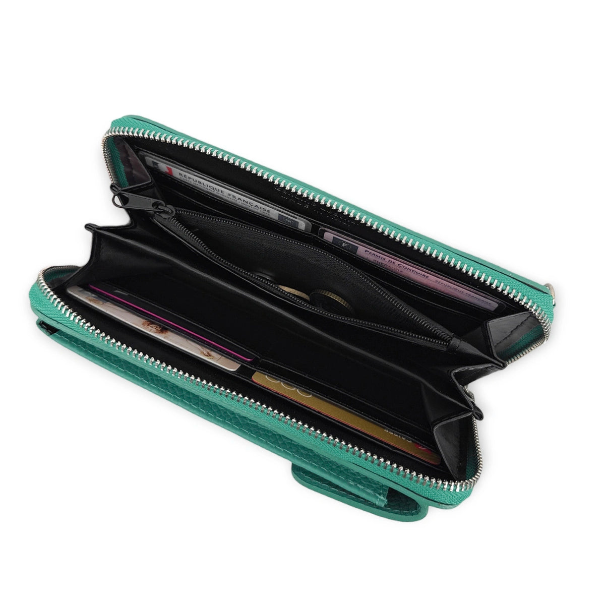 Minibolso clutch de piel granulada STREET Azul mares del sur