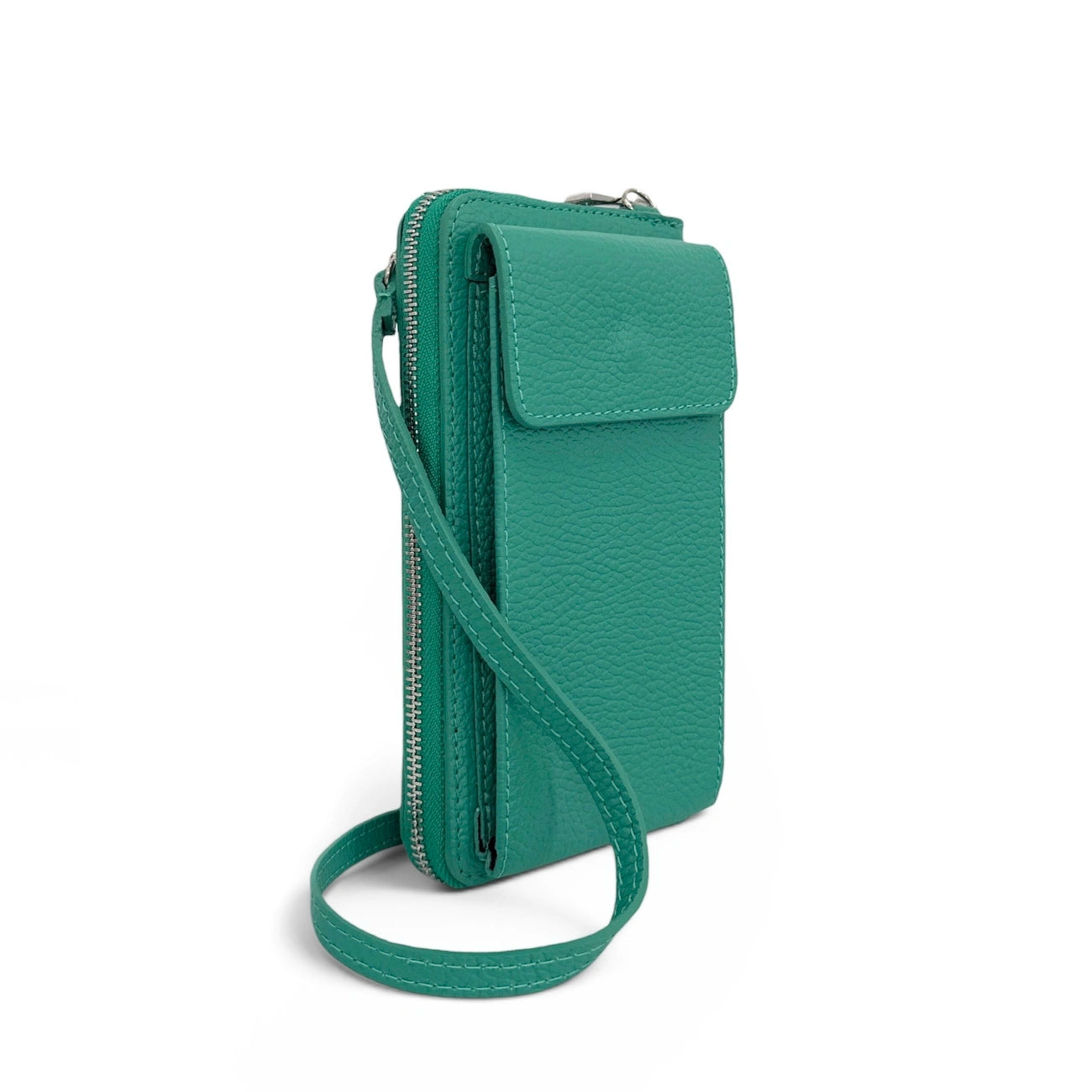 Mini-sac pochette en cuir grainé STREET Bleu des mers du sud