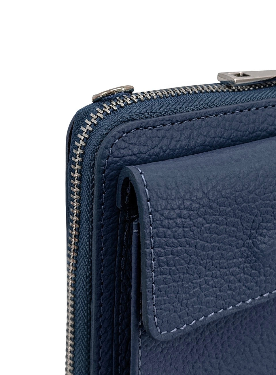 Mini-Handytasche aus genarbtem Leder STREET Tiefblau