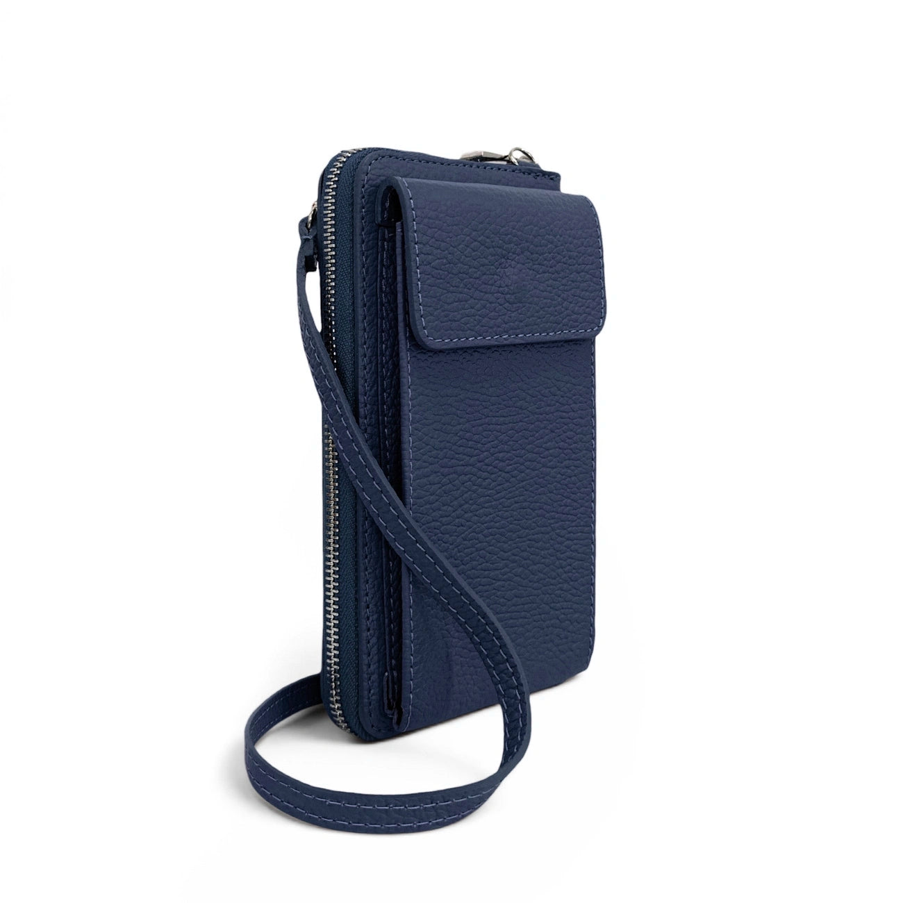 Mini-sac pochette en cuir grainé STREET Bleu profond