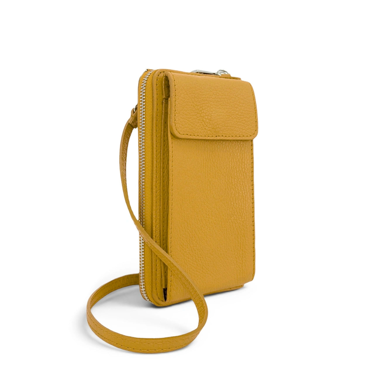 Mini-sac pochette en cuir grainé STREET Jaune tournesol