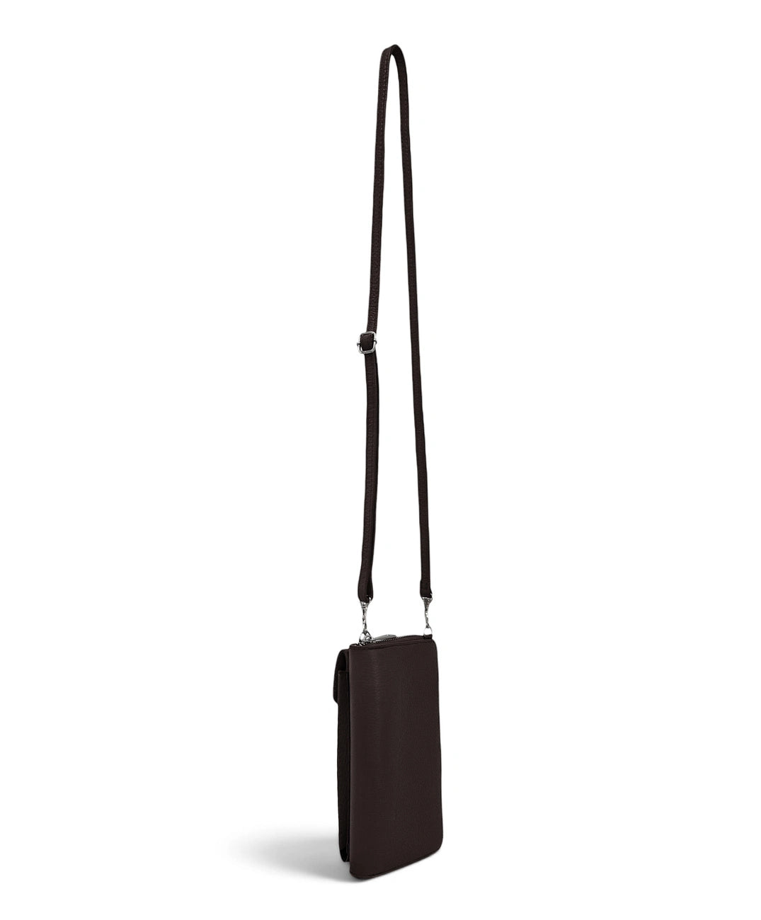 STREET grained leather mini clutch bag, Cocoa brown