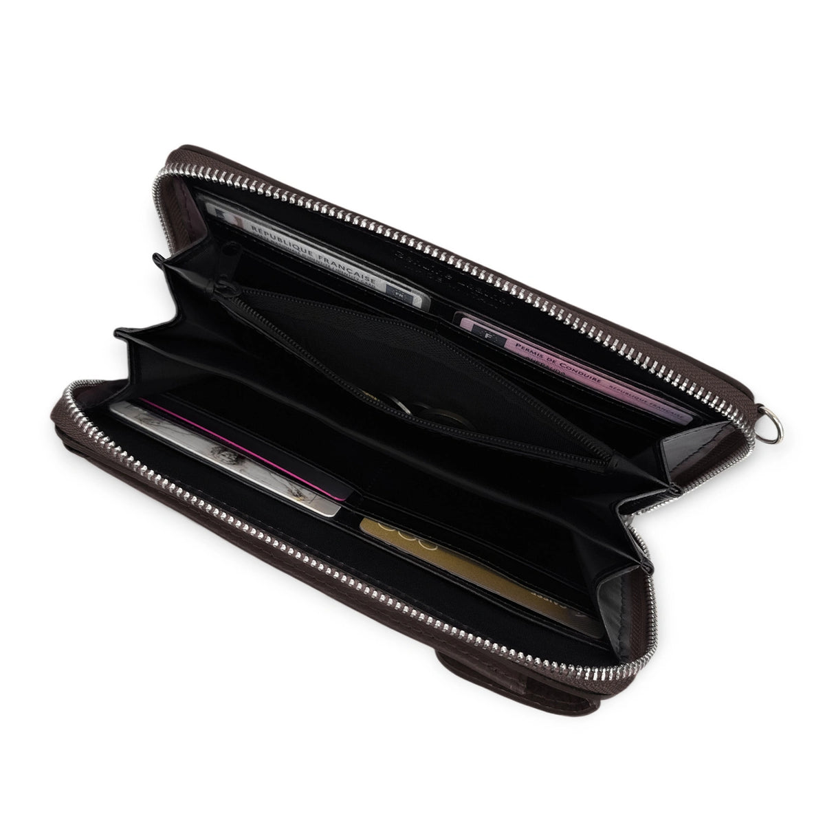STREET grained leather mini clutch bag, Cocoa brown