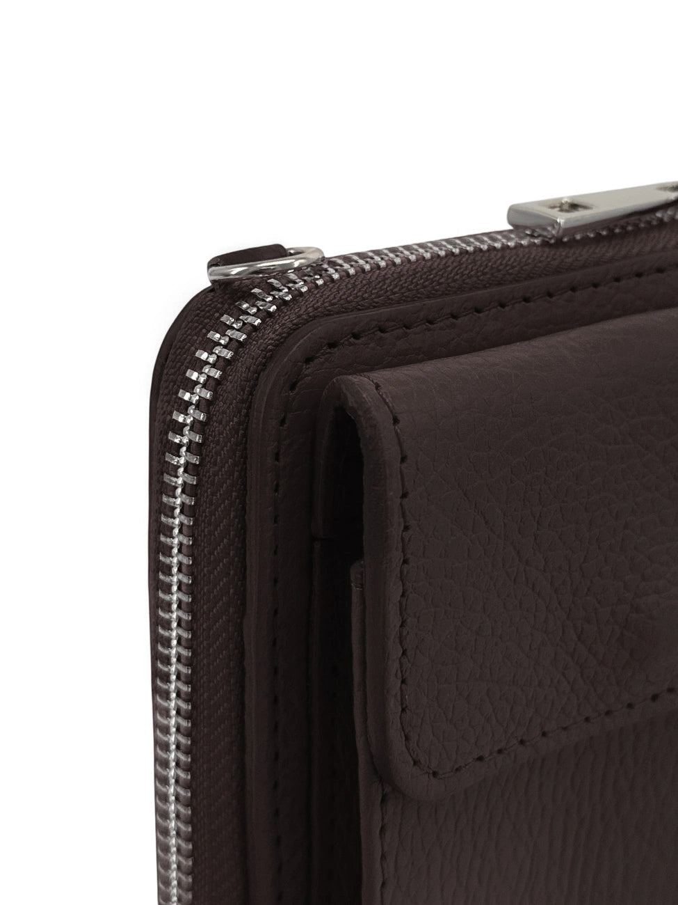 STREET grained leather mini clutch bag, Cocoa brown