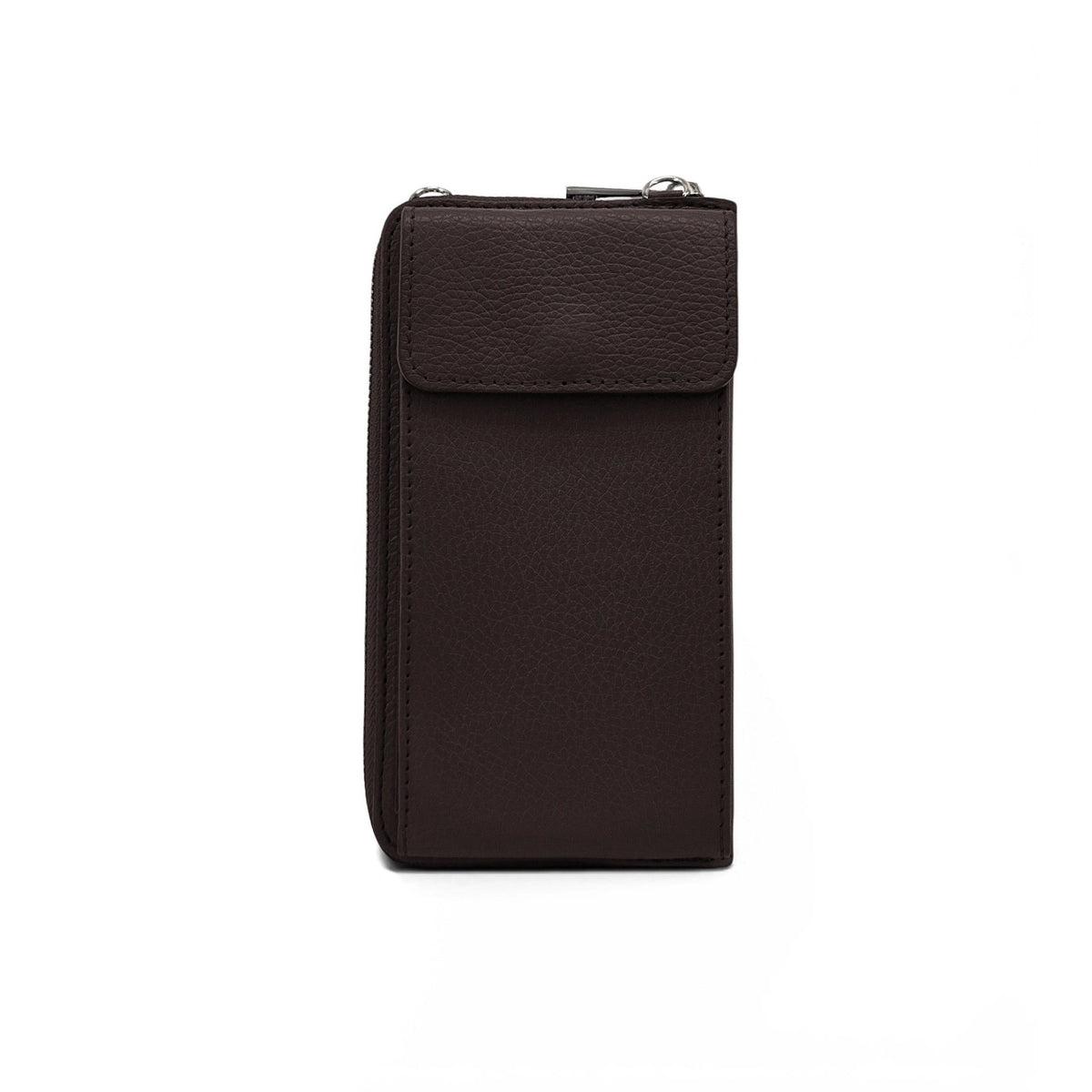 STREET grained leather mini clutch bag, Cocoa brown