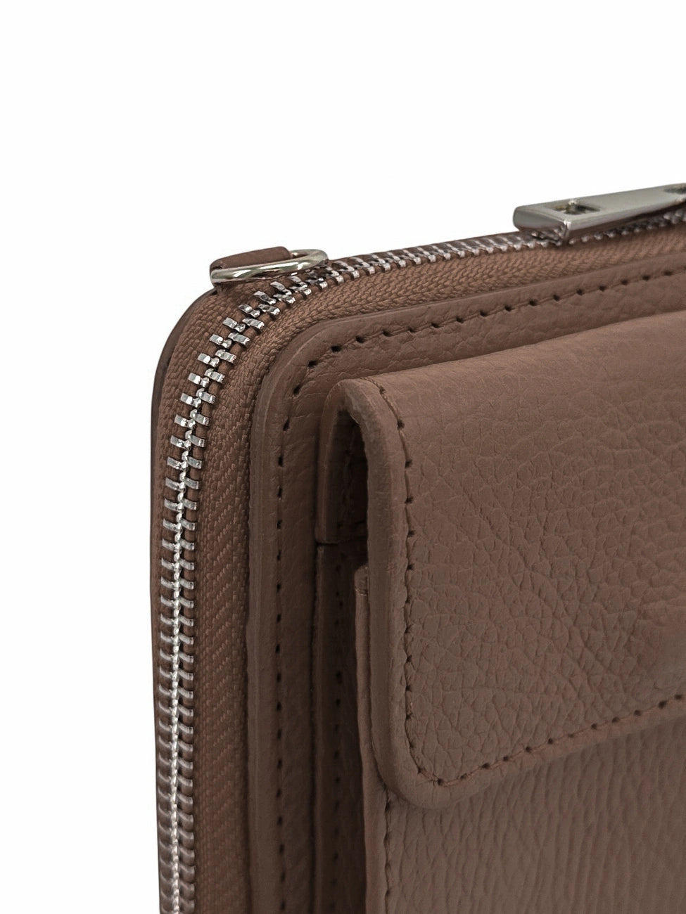 Mini-sac pochette en cuir grainé STREET Marron moka