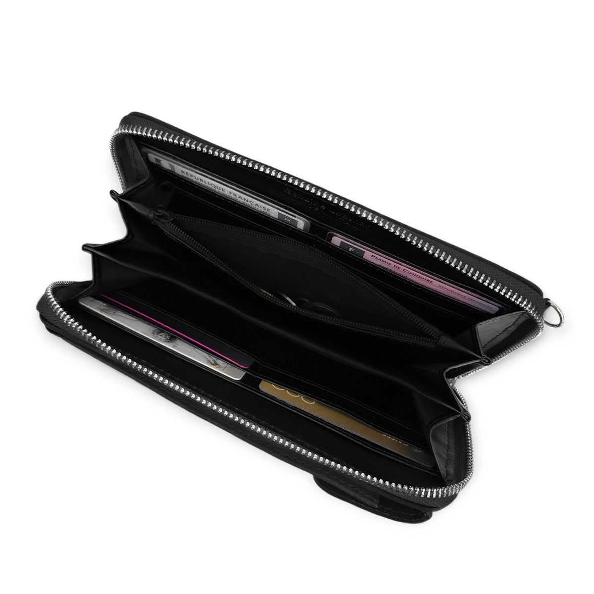 STREET Black Grained Leather Mini Clutch Bag