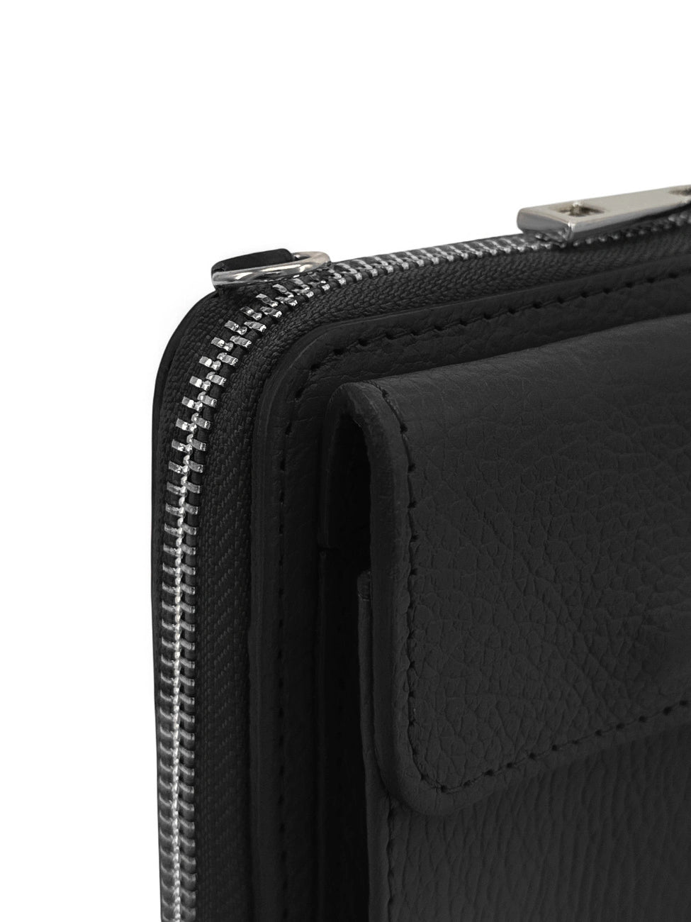 STREET Black Grained Leather Mini Clutch Bag