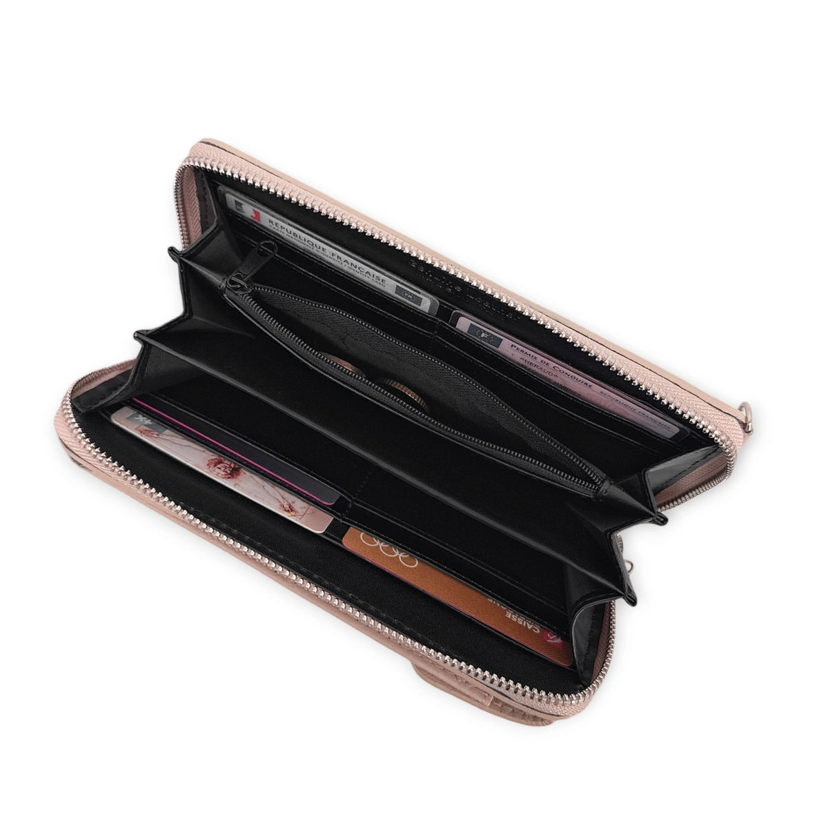 STREET grained leather mini clutch bag, Nude pink