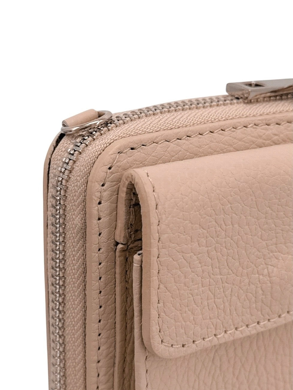 STREET grained leather mini clutch bag, Nude pink