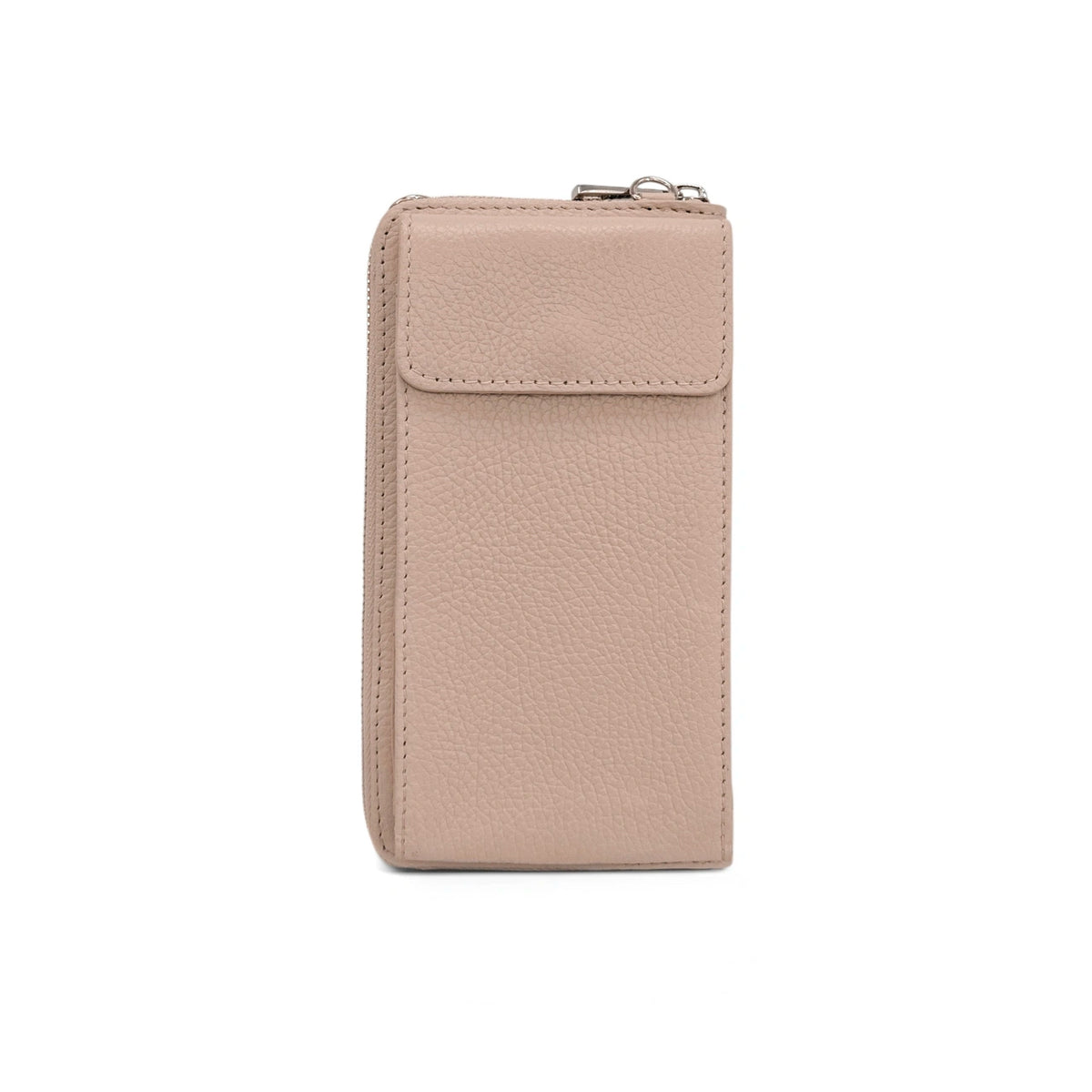 STREET grained leather mini clutch bag, Nude pink