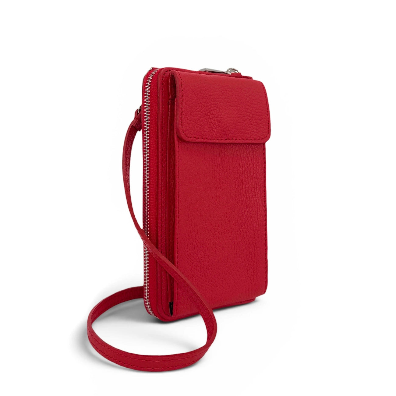 Mini-sac pochette en cuir grainé STREET Rouge garance