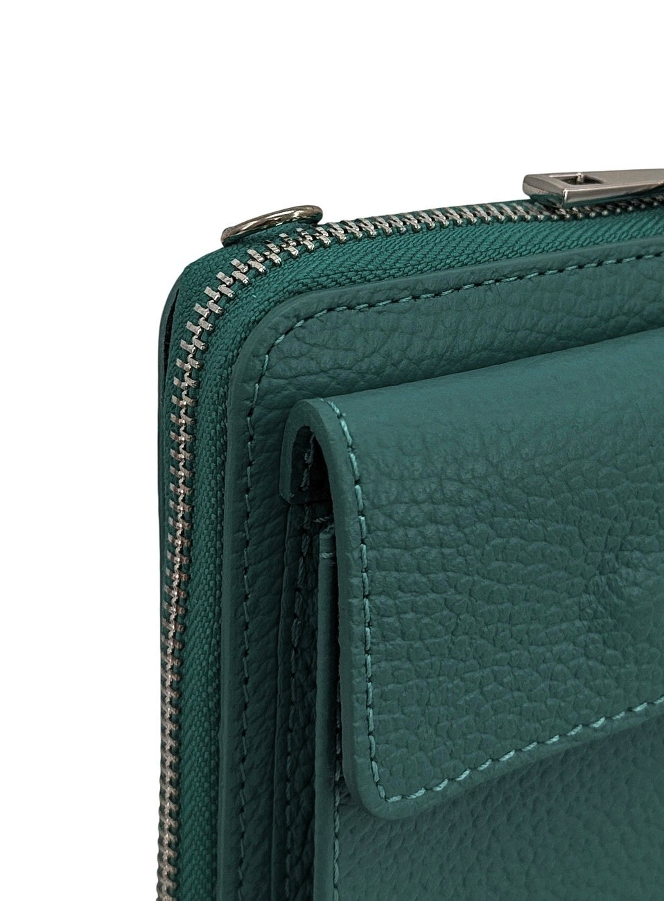 Minibolso clutch de piel granulada STREET Verde petróleo