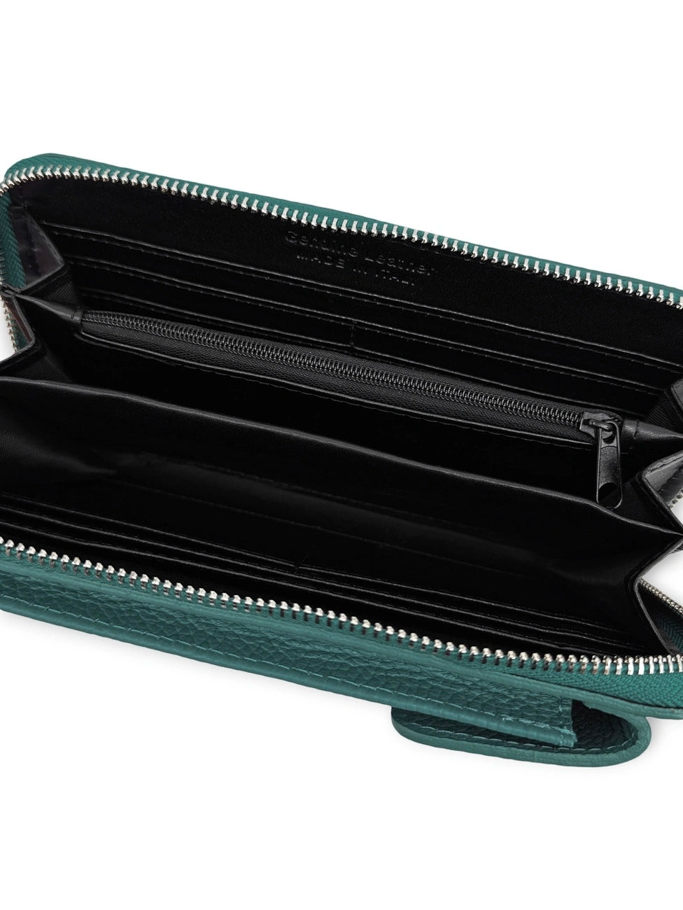 Minibolso clutch de piel granulada STREET Verde petróleo