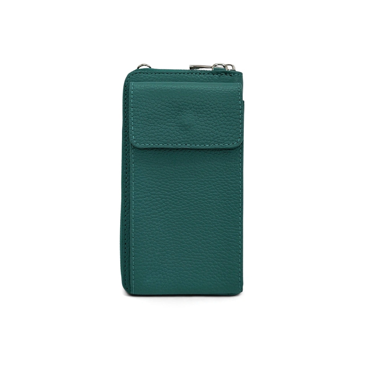 Minibolso clutch de piel granulada STREET Verde petróleo