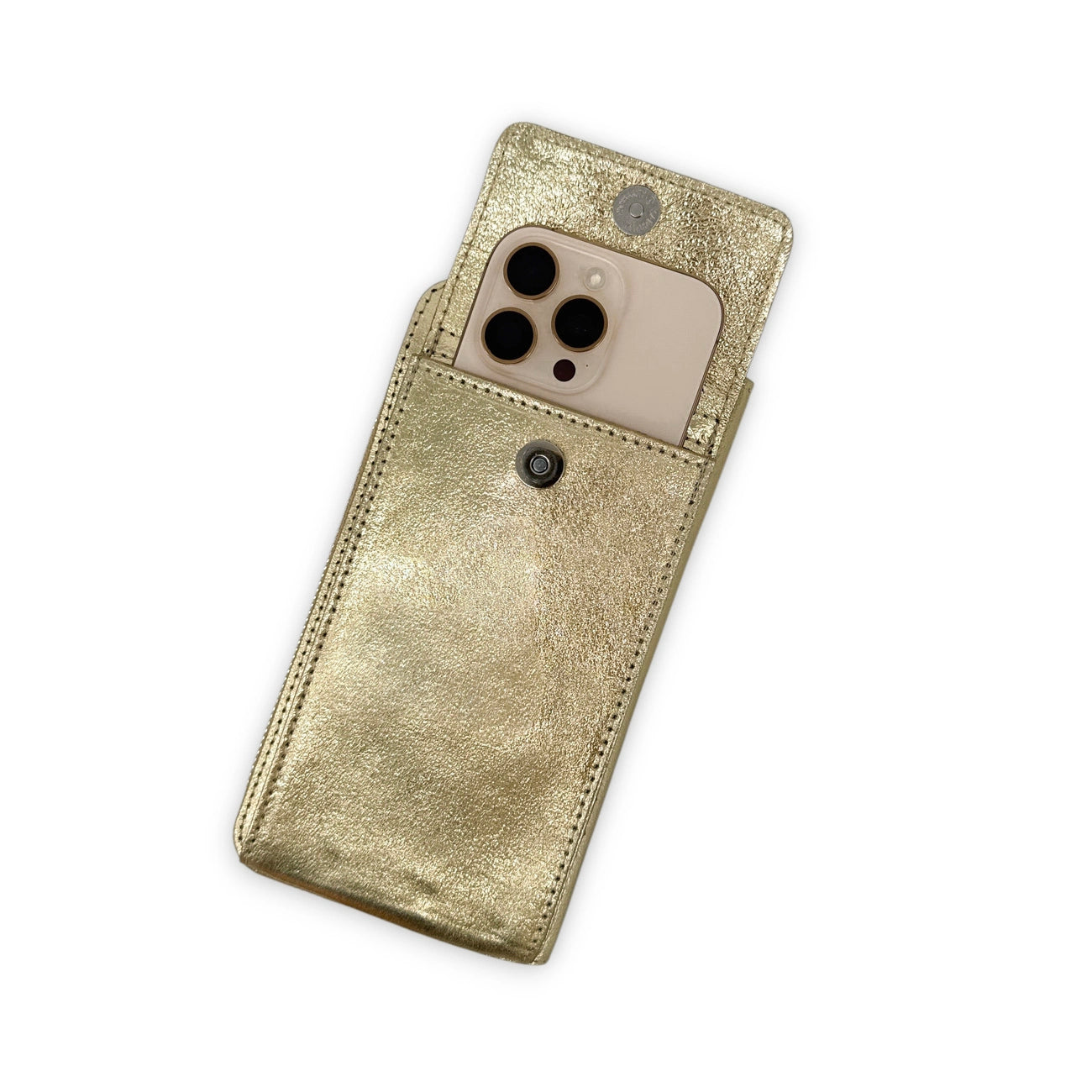 Mini-Sac grained leather pocket STREET Pale gold