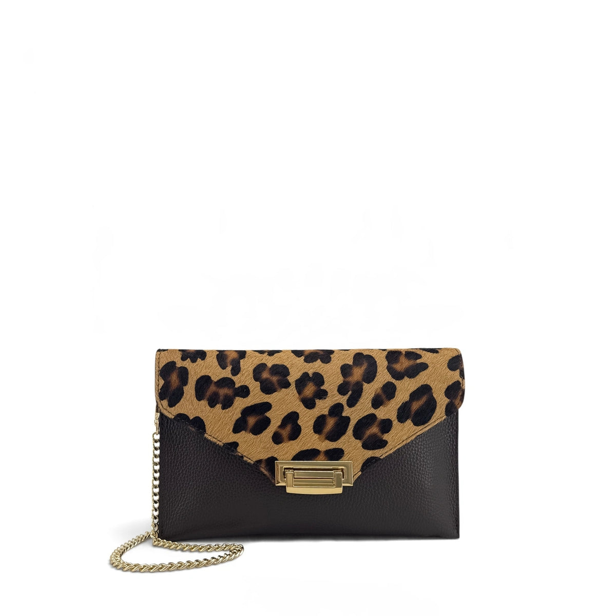 Sac pochette en cuir TWILIGHT E.L. Léopard