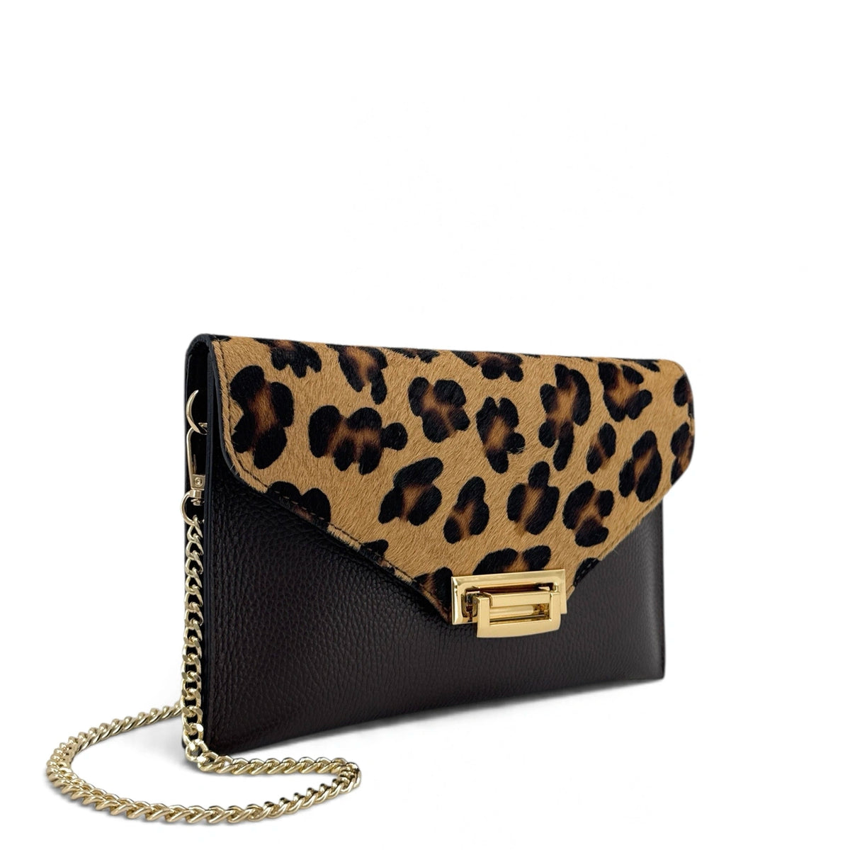 Sac pochette en cuir TWILIGHT E.L. Léopard