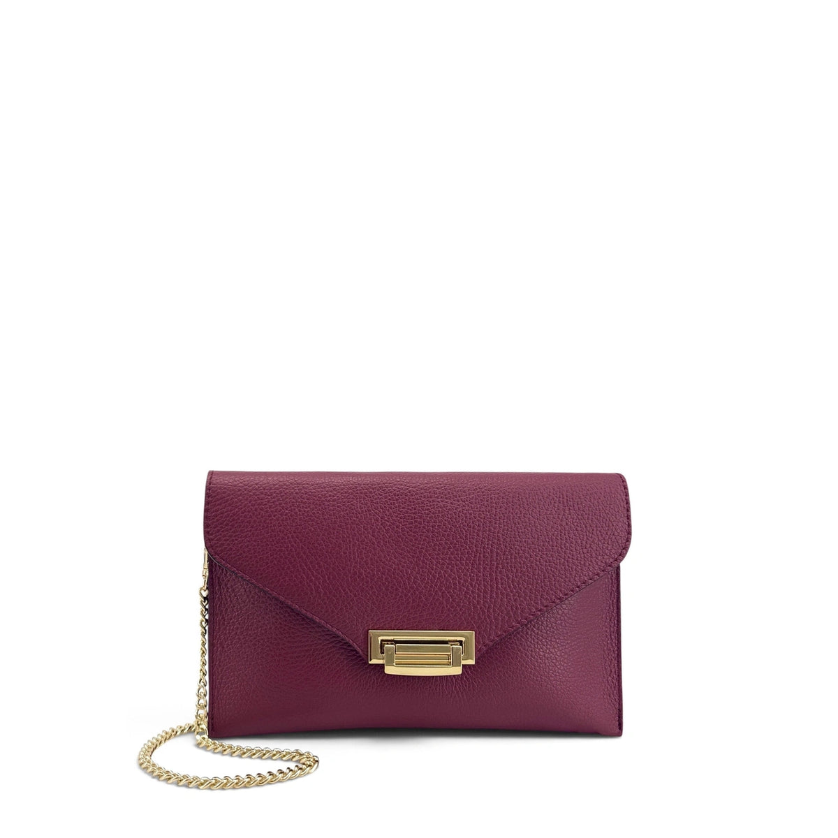 Sac pochette en cuir grainé TWILIGHT Prune