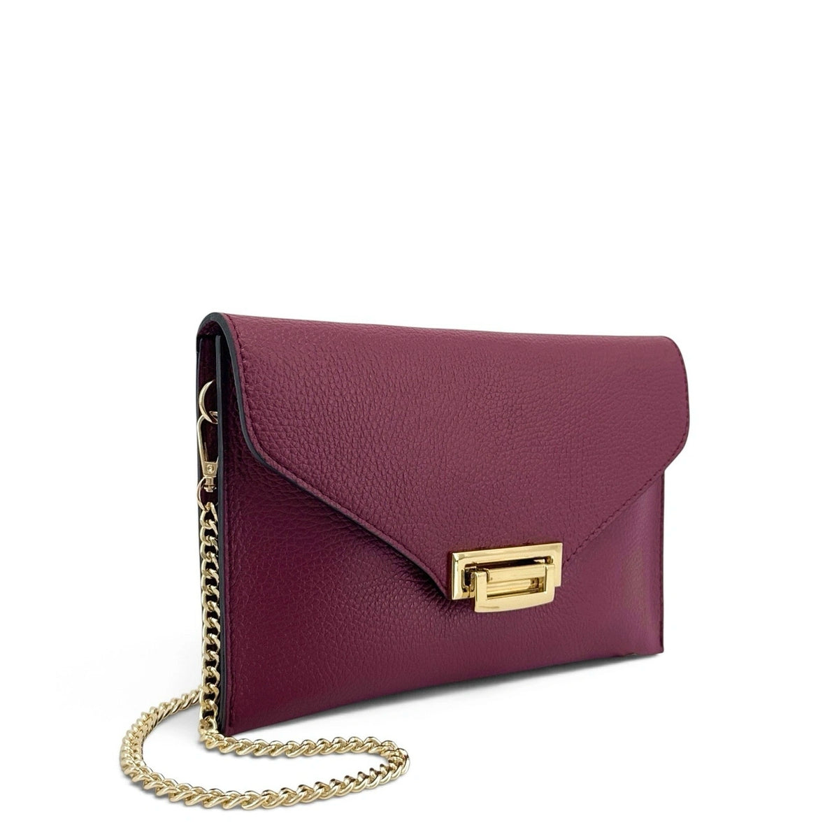 Sac pochette en cuir grainé TWILIGHT Prune