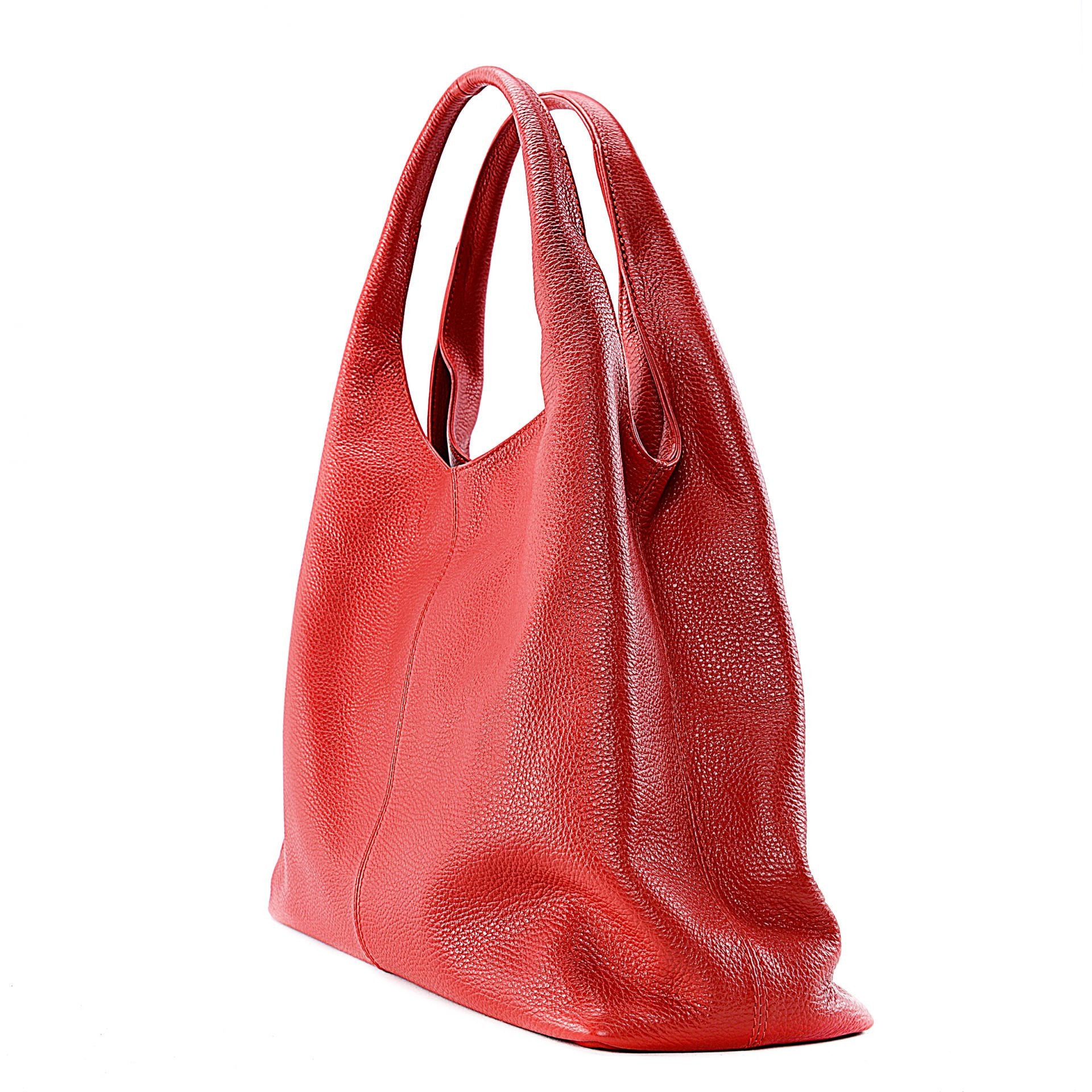 Sac porté épaule en cuir grainé BOSTON Rouge garance