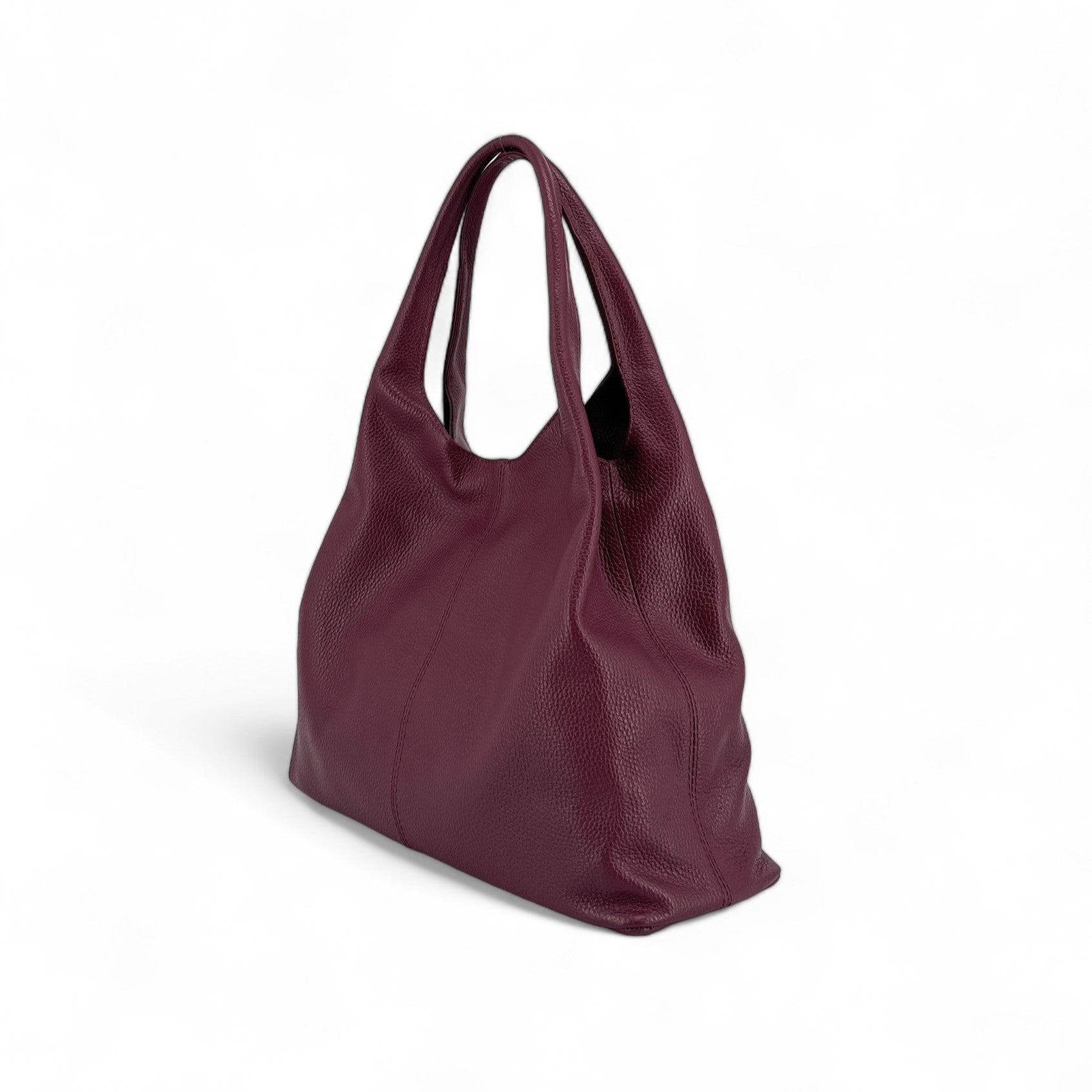 Sac porté épaule en cuir grainé BOSTON Prune