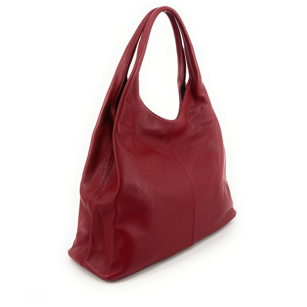 Sac porté épaule en cuir grainé BOSTON Rouge foncé