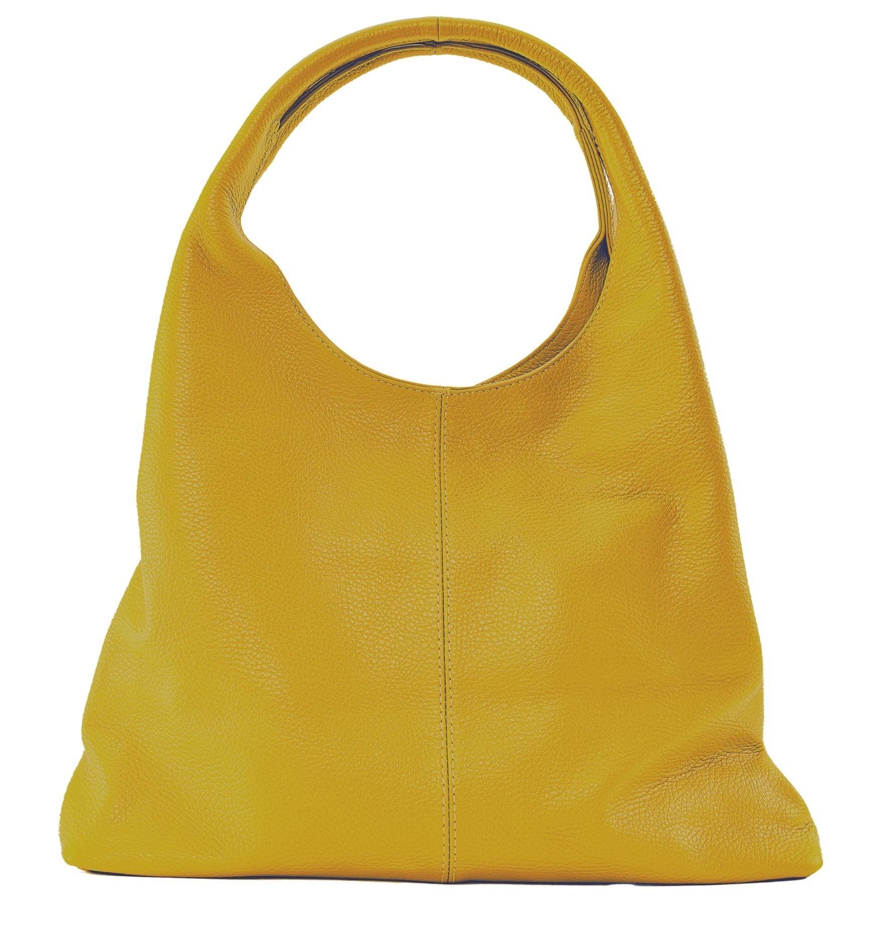 Sac porté épaule en cuir grainé BOSTON Jaune Moutarde