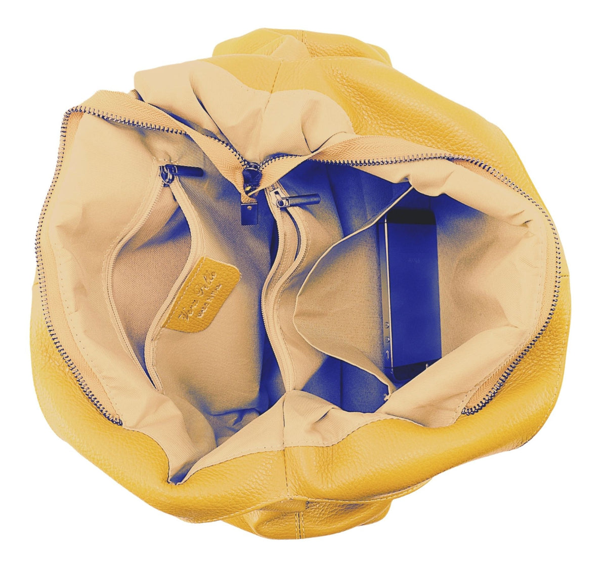 Sac porté épaule en cuir grainé BOSTON Jaune Moutarde