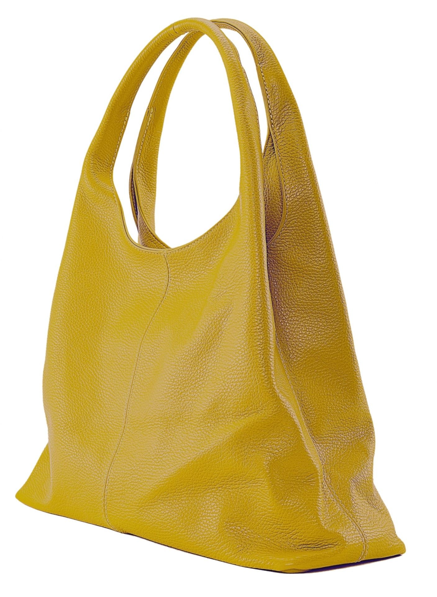 Sac porté épaule en cuir grainé BOSTON Jaune Moutarde