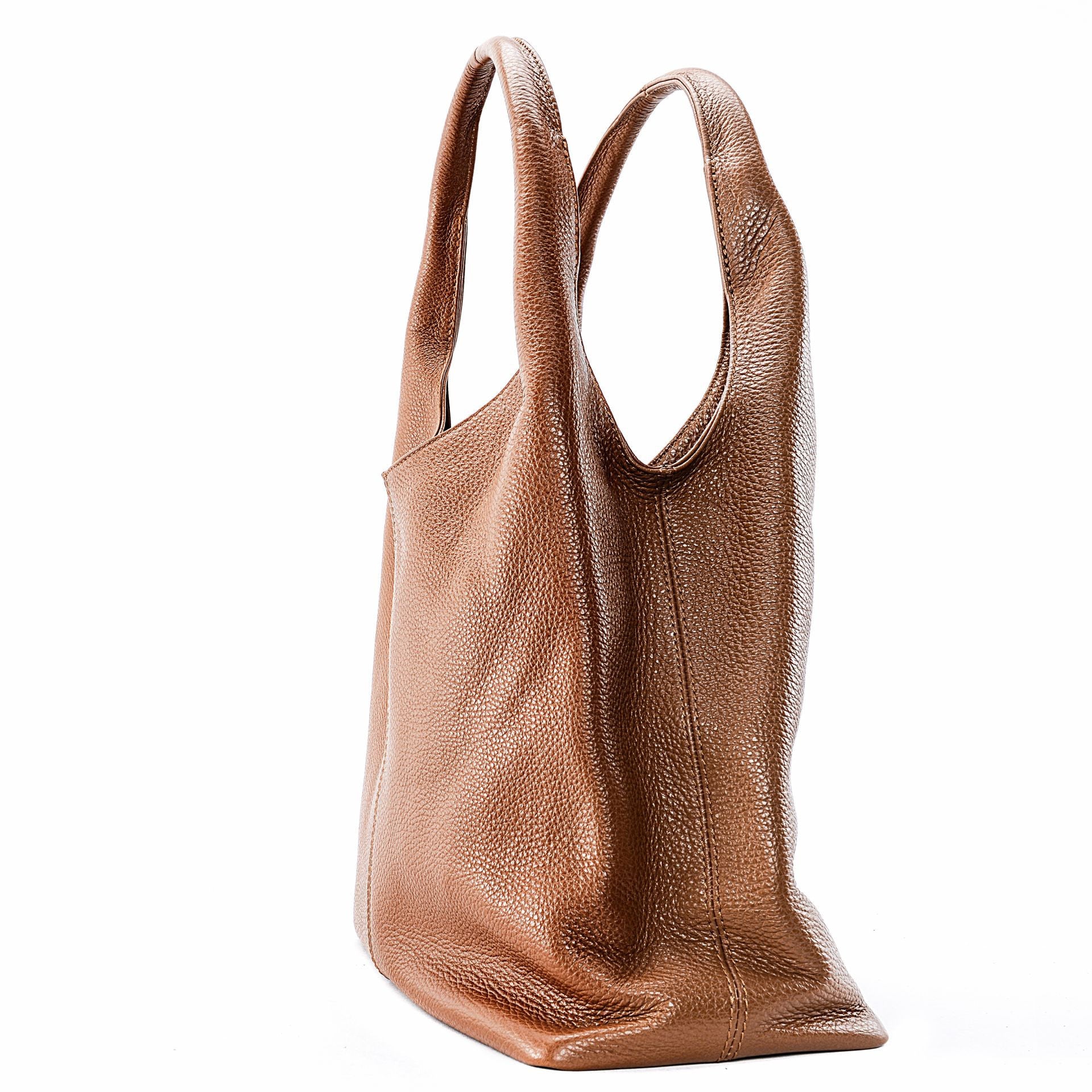 Sac porté épaule en cuir grainé BOSTON Cognac foncé