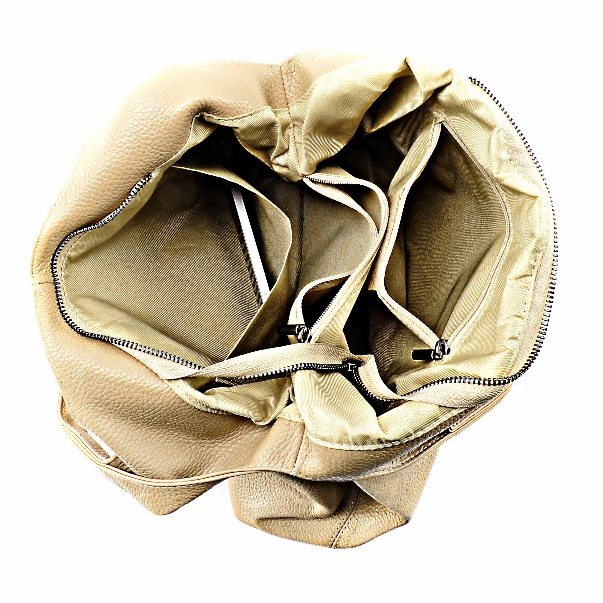 Sac porté épaule en cuir grainé BOSTON Taupe clair