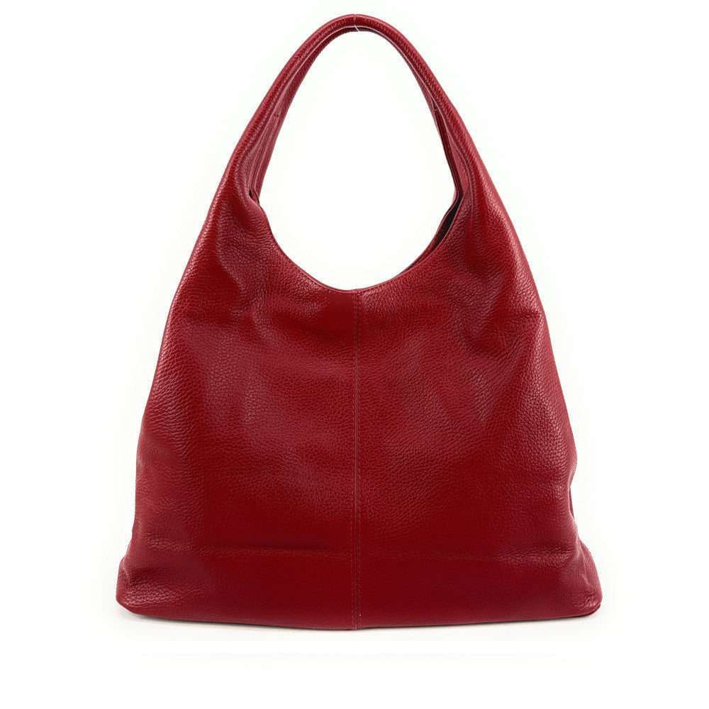 Sac porté épaule en cuir grainé BOSTON Rouge foncé