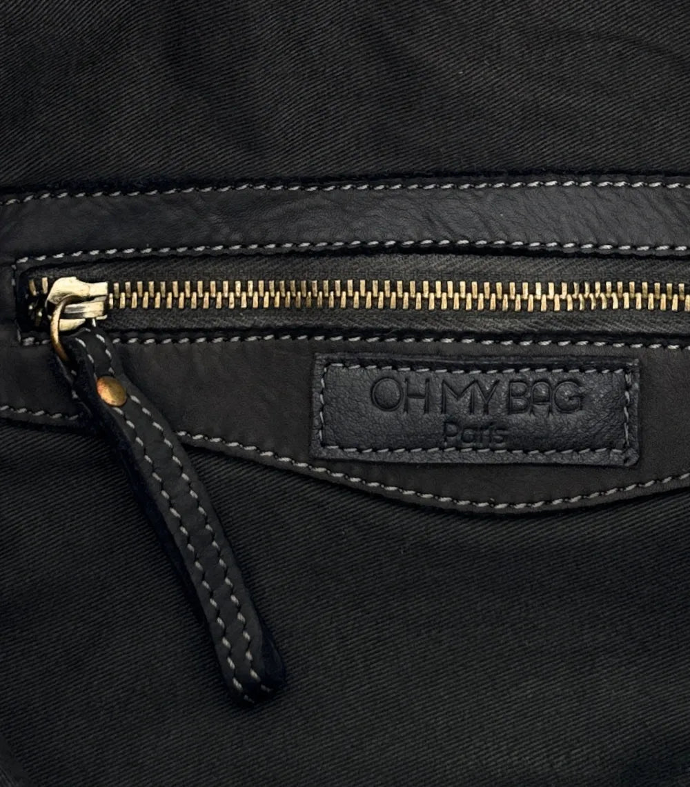 Grand sac en cuir à tannage végétal STORM XL HURRICAN Noir Noir