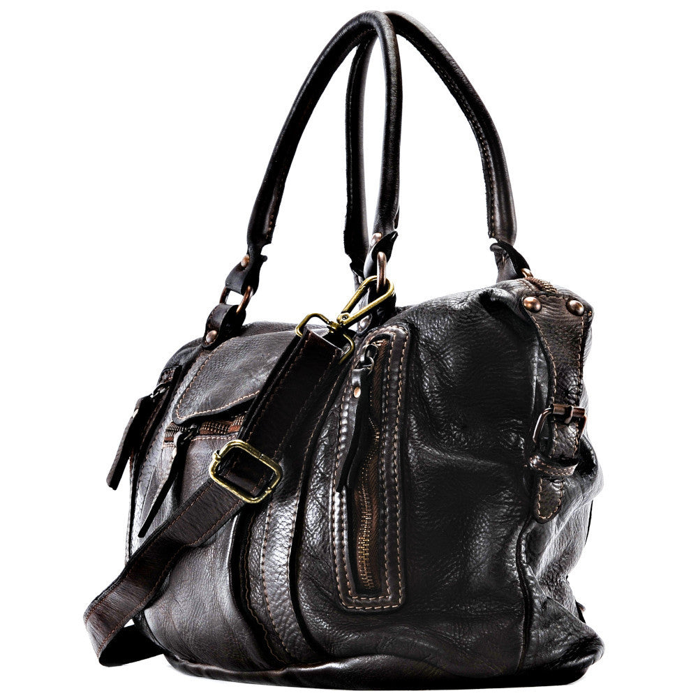 Sac porté épaule en cuir vintage MISS MY Chocolat